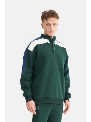 Mesfeno Erkek Kontrast Kol Detaylı Oversize Sweatshirt