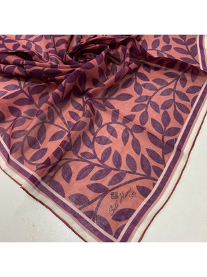 Silk Home Koyu Gül Kurusu-Mürdüm Yaprak Desenli Soft Eşarp 27160