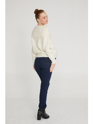 Vavien Slim Fit Likralı Hamile Jean Koyu Mavi Pantolon 1025