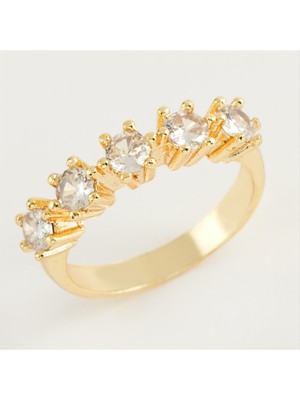 Bijuteri Net Zirkon Beş Taşlı Yüzük