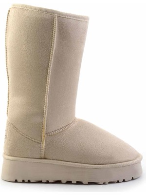 Bambi Bej Süet  Kadın Bot & Bootie K02855117002