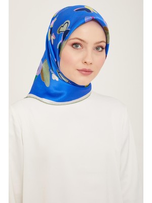 Armine Mavi-Soft Yeşil Kelebek Desen Sura Ipek Eşarp 9146-81