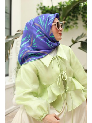 Silk Home Saks Vizon Desenli Tivil Ipek Eşarp 11432-01