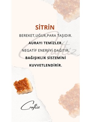 Craftiz Sitrin Taşı Kolye - El Yapımı, Zenginlik ve Şansın Simgesi