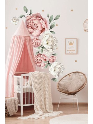 Mediterian Renkli Şakayıklar Duvar Sticker Seti, çocuk odası için doğal ve şık dekorasyon seçeneği