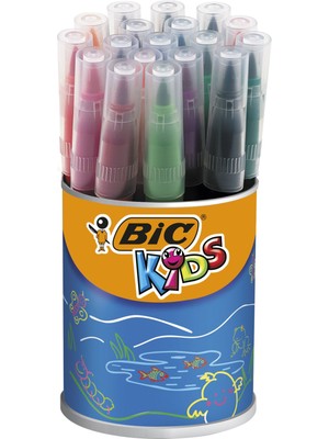 Bic Kids Visa Fırça Uçlu Keçeli Boya Kalemi 18'li Kavanoz