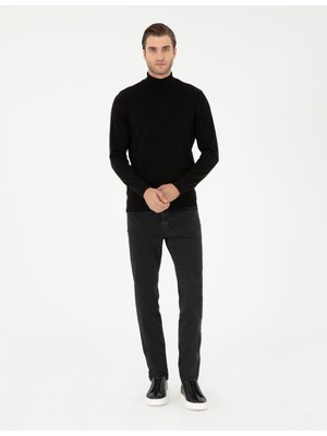 Pierre Cardin Erkek Siyah Slim Fit Balıkçı Yaka Basic Triko Kazak 50296582-VR046