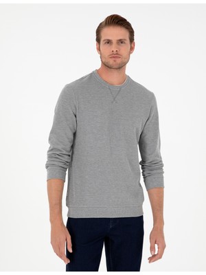 Pierre Cardin Erkek Gri Melanj Regular Fit Sweatshirt 50296485-Vr086