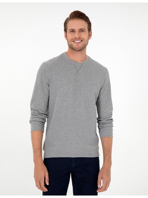 Pierre Cardin Erkek Gri Melanj Regular Fit Sweatshirt 50296485-Vr086