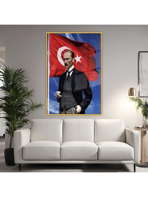 Gaagart Metal Çerçeveli Temperli Cam Tablo Türk Bayrağı ve Kemal Atatürk