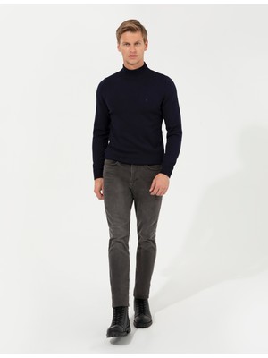 Pierre Cardin Erkek Lacivert Slim Fit Yarım Balıkçı Yaka Basic Triko Kazak 50256965-VR033