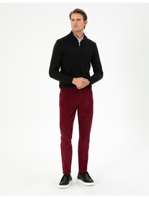 Pierre Cardin Erkek Siyah Slim Fit Fermuarlı Dik Yaka Triko Kazak 50300509-VR046