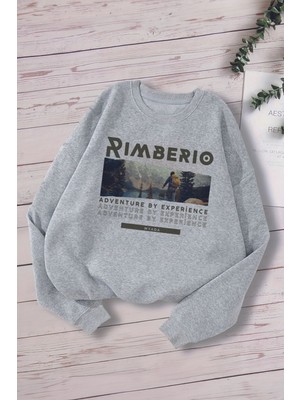 Myada Içi Polarlı Emoji Rimberio Dağ Yürüyüşü Baskılı Oversize Kapüşonlu Çocuk Sweatshirt 15639