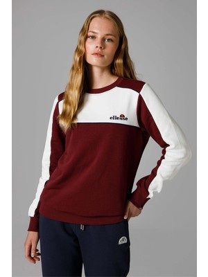 Ellesse Kadın Sweatshirt Bordo Renk Uzun Kol Bisiklet Yaka Düz Desenli Rahat Tasarım