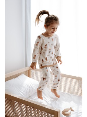 0.5 Tog - %100 Organik Pamuk Çocuk Pijama Takımı - Dondurma Desenli