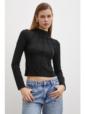 Never More Önü Dikişli Bluz Siyah