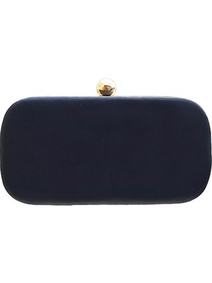 Rachell Lacivert Clutch Çanta (Metal Kısmı Altın)