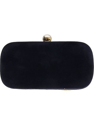 Rachell Lacivert Clutch Çanta (Metal Kısmı Gümüş)