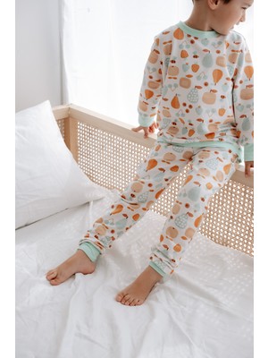 0.5 Tog - %100 Organik Pamuk Çocuk Pijama Takımı - Meyve Desenli