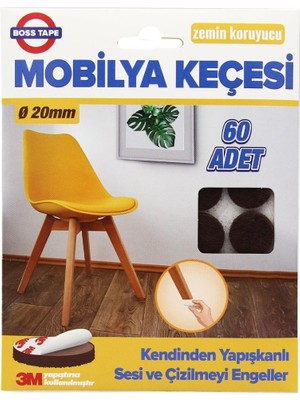 Boss Tape Mobilya Keçesi Sese ve Çizilmeye Son Yapışkanlı 20 mm x 60 Ad - Yuvarlak
