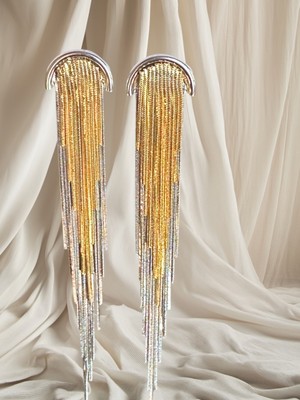 Tasarım Octopus Altın Kaplama Gold Silver Detaylı Sallantılı Sonsuzluk Tasarım Küpe