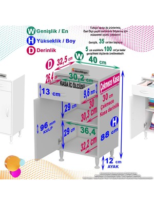 Modilayn Emir 40X88X32,5 cm 1 Çekmece 1 Kapak 1 Raf 2 Bölme Çok Amaçlı Banyo & Mutfak Dolabı 