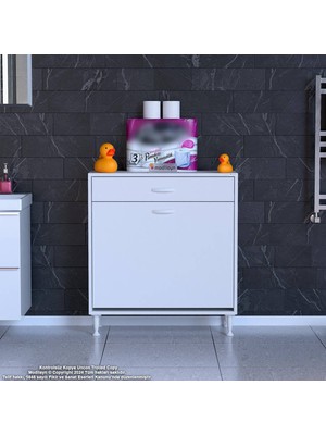 Modilayn Emir 75 x 88 x 32,5 cm 2 Göz Sepetli Kirli Çamaşır Banyo Dolabı Piratik Çok Foksiyonlu Düzenleyici Dolap