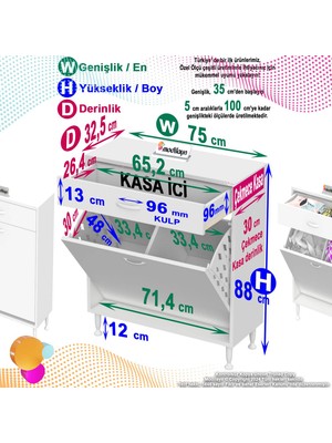 Modilayn Emir 75 x 88 x 32,5 cm 2 Göz Sepetli Kirli Çamaşır Banyo Dolabı Piratik Çok Foksiyonlu Düzenleyici Dolap