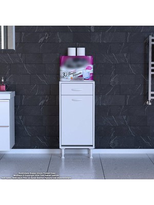 Modilayn Emir 40 x 88 x 32,5 cm 1 Göz Sepetli Kirli Çamaşır Banyo Dolabı Piratik Çok Foksiyonlu Düzenleyici Dolap