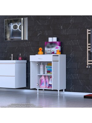 Modilayn Emir 55X88X32,5 cm 1 Çekmece 2 Kapak 1 Raf 2 Bölme Çok Amaçlı Banyo & Mutfak Dolabı 