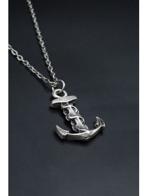 Çapa  Gümüş Kaplama Unisex Düz Zincir Kolye kod 870