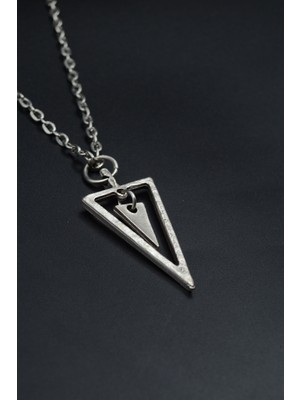 Sallantılı Üçgen  Gümüş Kaplama Unisex Düz Zincir Kolye kod 925