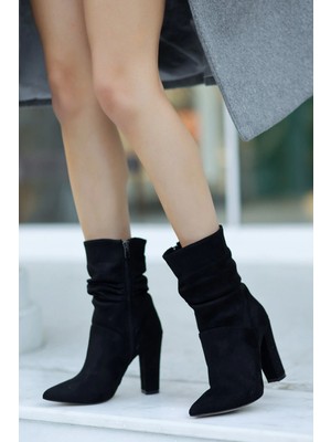 Kazax Erita Siyah Süet Topuklu Bot
