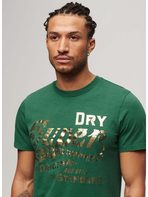 Superdry Bisiklet Yaka Baskılı Yeşil Erkek T-Shirt M1011901A2BA_METALLIC Workwear Grap