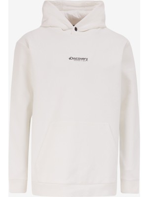Kırık Beyaz Erkek Kapüşon Yaka Relaxed Fit Baskılı Sweatshirt D4WM-SWT3207