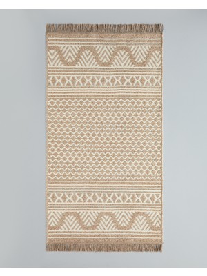 Welle Dokuma Kilim 80X150 cm Açık Krem - Kahve