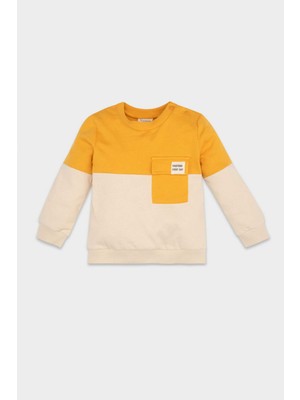 DeFacto Erkek Bebek %100 Pamuk Bisiklet Yaka Renk Bloklu İçi Yumuşak Tüylü Sweatshirt A9753A524WN