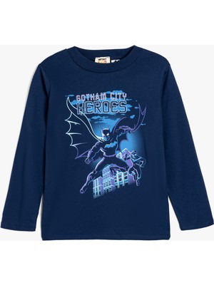 Koton Batman Tişört Bisiklet Yaka Lisanslı Uzun Kollu