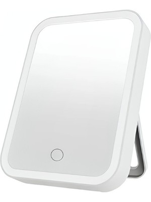 Hubstein Beyaz Renk Masaüstü Dokunmatik Makyaj Aynası LED Işıklı Pembe Renk Make Up Mirror