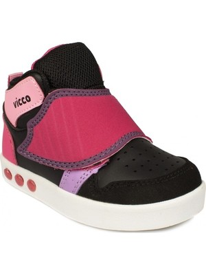 Vicco Ufo İlk Adım Bot Kız Çocuk Siyah - Fuşya Microfiber ve Tekstil Malzemeden Üretim