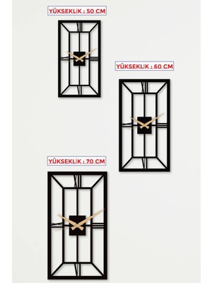 Miaselis Geometrik Model Metal Duvar Saati 1,5 mm Kalınlık 50 x 28 cm Siyah