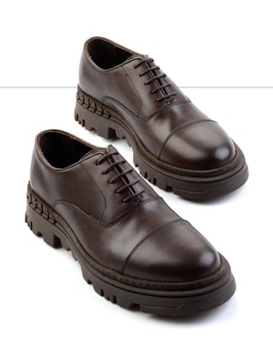 Bambi Kahve Hakiki Deri Erkek Klasik Ayakkabı E01589330803