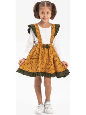 Miray Pazen Çocuk Sonbahar ve Kışlık Salopet Etek Çıtır Desen Hardal Hrd