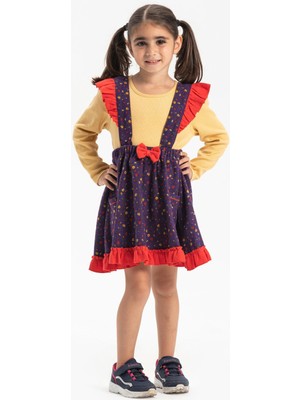 Miray Pazen Çocuk Sonbahar ve Kışlık Salopet Etek Çıtır Desen Mor Mor