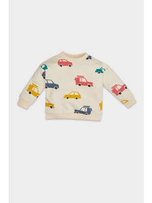 DeFacto Erkek Bebek Bisiklet Yaka Araç Baskılı İçi Yumuşak Tüylü Sweatshirt D5783A524WN