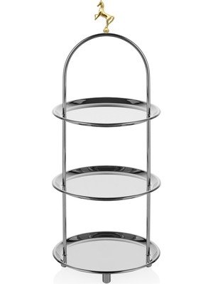 Narin - Üç Katlı Yuvarlak İkramlık - At Figürlü