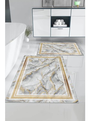 Marsa Olivia Yıkanabilir Kaymaz Taban 2li Banyo Paspası 60X100-50X80