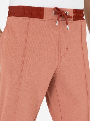 Cacharel Erkek Turuncu Slim Fit Paçası Lastikli Nervürlü Eşofman Altı 50292584-VR040