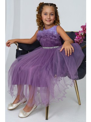 Pantulux Kız Çocuk Lila Abiye Elbise Gelinlik Düğün KIYAFETI-ABY-2002