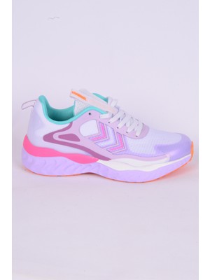 Hummel 900485-9704  Bubblegum Ortopedik Taban Fileli Suni Deri Detaylı Faylon Taban Bağcıklı Yüksek Taban Hafif Esnek Beyaz-Morgünlük Unisex Spor Ayakkabı